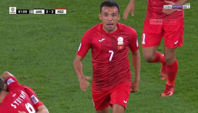 هدف تعادل قيرغيزستان القاتل مع الامارات 2 2 كأس اسيا