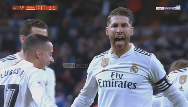 هدف ريال مدريد الثاني في مرمي جيرونا سيرجو راموس