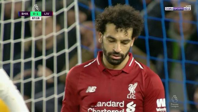 محمد صلاح يهدر فرصة هدف محقق امام برايتون في الدوري الانجليزي