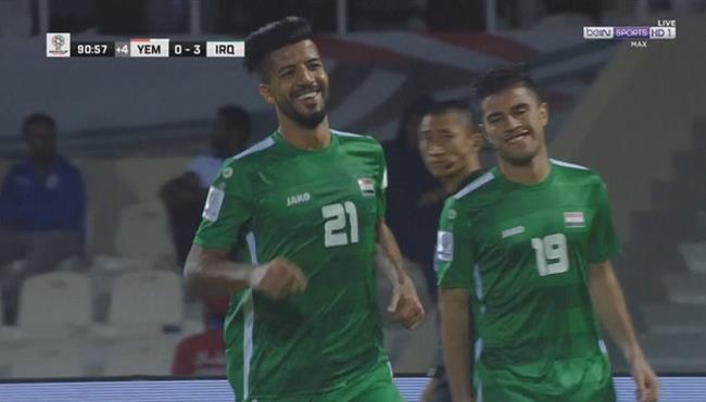 هدف العراق الثالث فى مرمي اليمن تعليق حفيظ دراجي