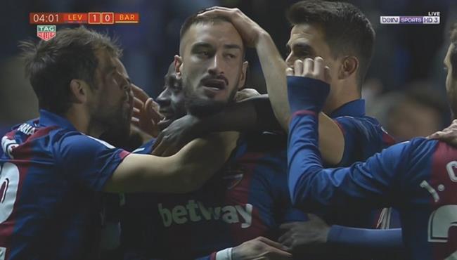 هدف ليفانتي الاول فى مرمي برشلونة تعليق عصام الشوالي