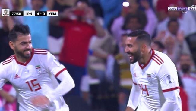 هدف خامس رائع لـ ايران فى مرمي اليمن بكأس اسيا