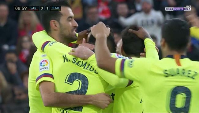 هدف برشلونة الاول في مرمي جيرونا بالدوري الاسباني