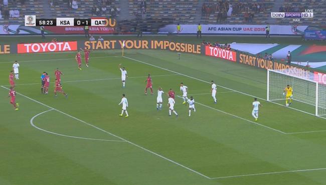 هدف قطر الملغي امام السعودية في كأس اسيا
