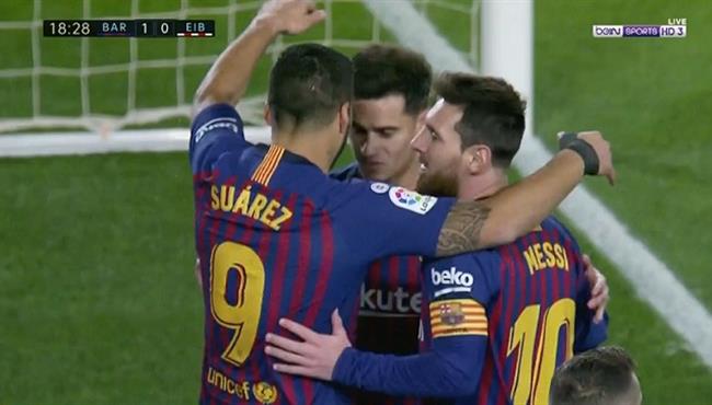هدف تيكي تاكا رائع لبرشلونة فى مرمي ايبار بتعليق حفيظ دراجي