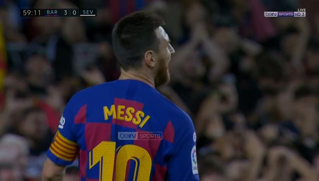 ميسي يتلاعب بلاعبي اشبيلية والحارس يحرمه من تسجيل هدف رائع