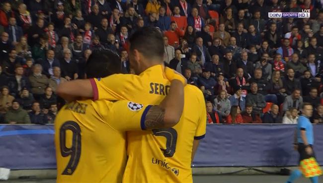 هدف برشلونة الثاني في مرمي سلافيا براج بدوري ابطال اوروبا سواريز
