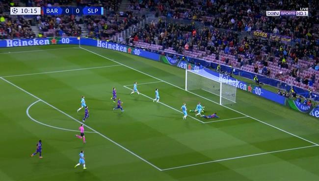 حارس مرمي سلافيا براج يحرم سيميدو من تسجيل هدف برشلونة الاول