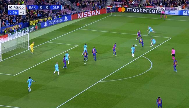 هدف رائع ملغي من سلافيا براج امام برشلونة بدوري ابطال اوروبا