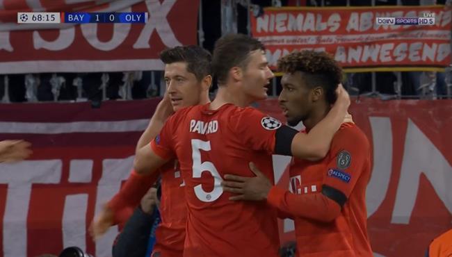 اهداف مباراة بايرن ميونخ واولمبياكوس 2 0 دوري ابطال اوروبا