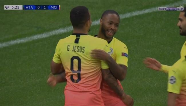 هدف رحيم ستيرلينج في مرمي اتالانتا بعد اسيست رائع بالكعب من جيسوس