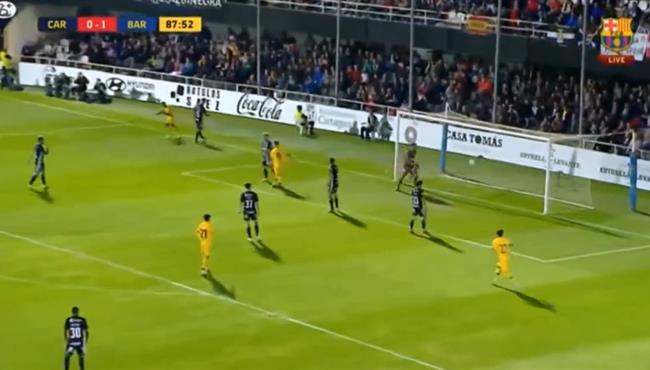 هدف برشلونة الثاني فى مرمى قرطاجنة مباراة ودية