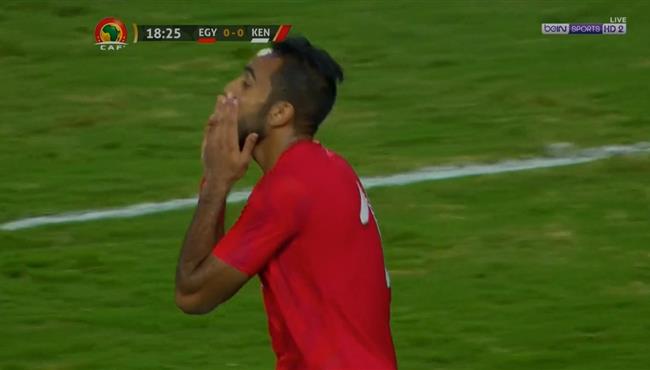 كهربا يهدر فرصة هدف مصر الاول امام كينيا في تصفيات امم افريقيا