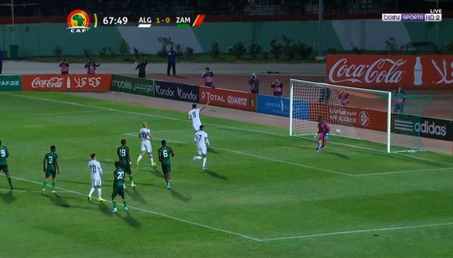 هدف الجزائر الثاني في مرمي زامبيا بغداد بو نجاح