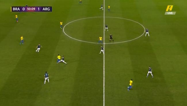 لقطة مهارية من كوتينيو في مباراة الارجنتين والبرازيل