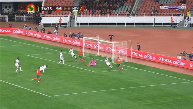 مدافع موريتانيا ينقذ مرماه من فرصة هدف محقق للمغرب في تصفيات امم افريقيا