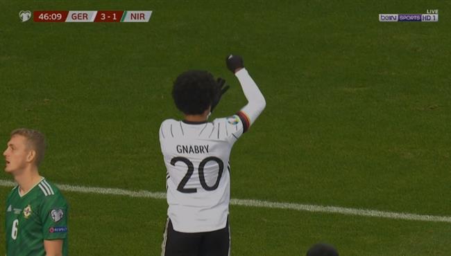 هاتريك جنابري امام ايرلندا الشمالية في تصفيات امم اوروبا