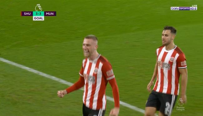 هدف تعادل شيفيلد القاتل مع مانشستر يونايتد 3 3 الدوري الانجليزي