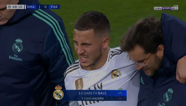 خروج هازارد مصابا في مباراة ريال مدريد وباريس سان جيرمان