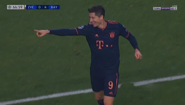 سوبر هاتريك ليفاندوفيسكي امام النجم الاحمر بدوري ابطال اوروبا