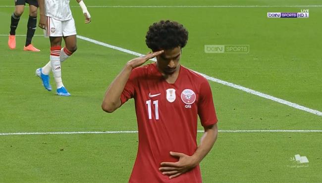 هدف قطر الاول في مرمي الامارات 1 0 اكرم عفيف