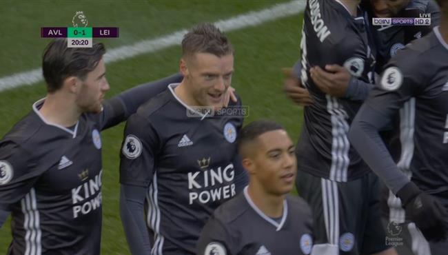 هدف جيمي فاردي الاول في مرمي استون فيلا بالدوري الانجليزي