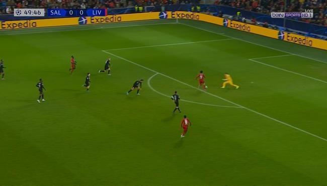 محمد صلاح يهدر انفراد تام امام مرمي سالزبورج في دوري ابطال اوروبا