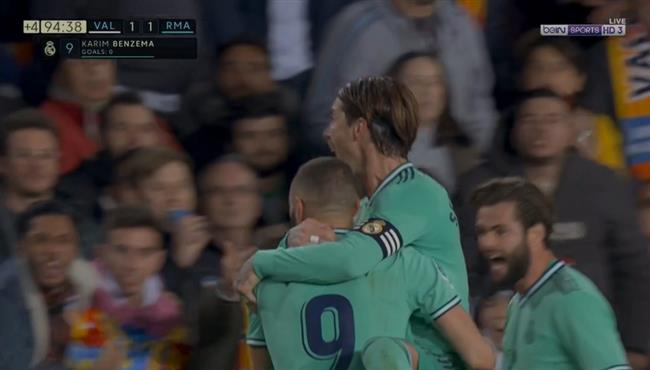 بمشاركة كورتوا هدف تعادل ريال مدريد القاتل مع فالنسيا 1 1 كريم بنزيما