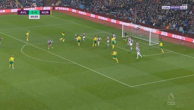 انقاذ رائع من مدافع استون فيلا لهدف محقق امام نورويتش من على خط المرمي