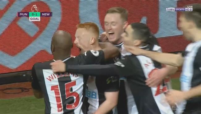 هدف نيوكاسل الاول في مرمي مانشستر يونايتد تعليق حفيظ دراجي