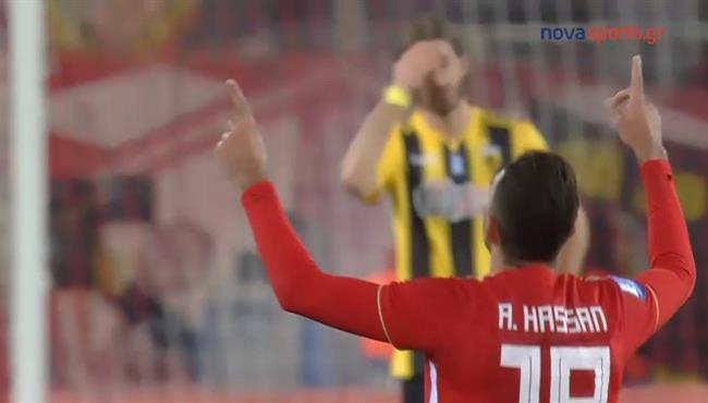 هدف احمد حسن كوكا في مرمي ايك اثينا بالدوري اليوناني