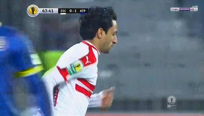 ايمن حفني يهدر هدف محقق للزمالك امام بترو اتليتيكو بكأس الكونفيدرالية
