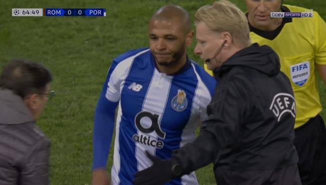 اصابة ياسين ابراهيمي وخروجه في مباراة روما وبورتو