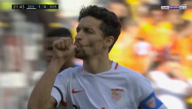 هدف اشبيلية الاول في مرمي برشلونة بالدوري الاسباني