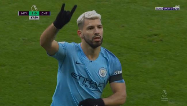 هدف اجويرو العالمي في مرمي تشيلسي بتعليق حفيظ دراجي