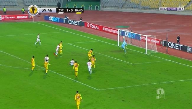 تصدي حارس نصر حسين داي الرائع يحرم كهربا من تسجيل هدف ثاني للزمالك