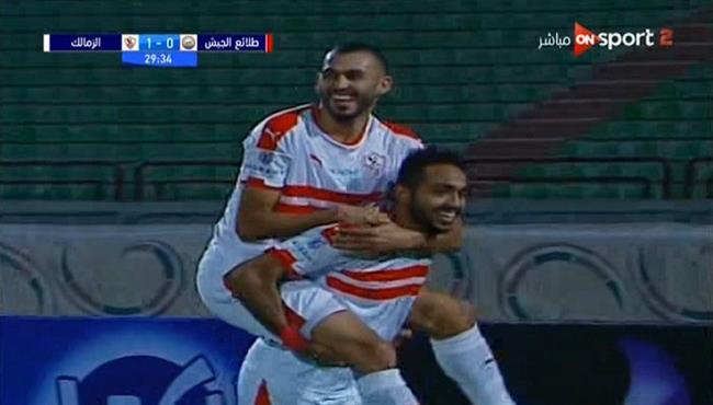 هدف الزمالك الثاني في مرمي طلائع الجيش خالد بو طيب