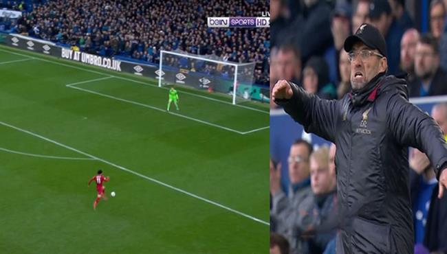 محمد صلاح يهدر انفراد تام امام ايفرتون ورد فعل غاضب من كلوب