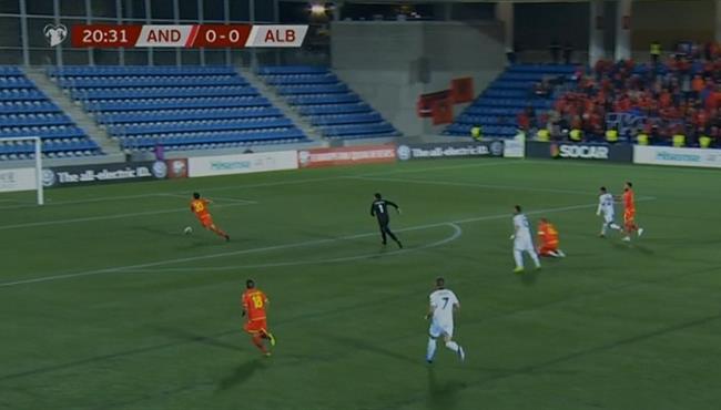 هدف كوميدي في مباراة البانيا واندورا بتصفيات اليورو