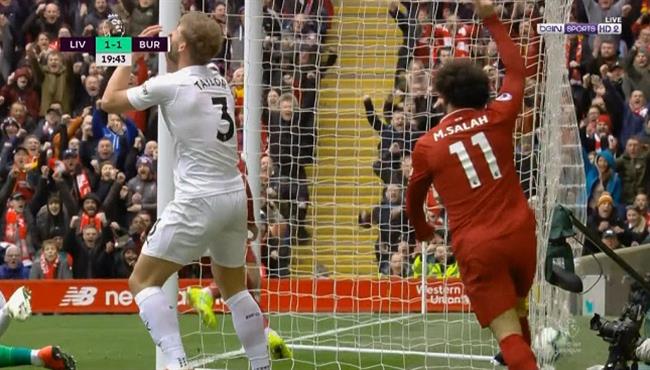 هدف ليفربول الاول في مرمي بيرنلي اسيست محمد صلاح