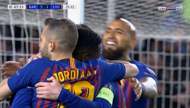 اهداف مباراة برشلونة وليون 5 1 تعليق حفيظ دراجي