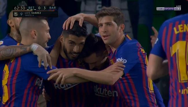 اهداف مباراة برشلونة وريال بيتيس 4 1 الدوري الاسباني