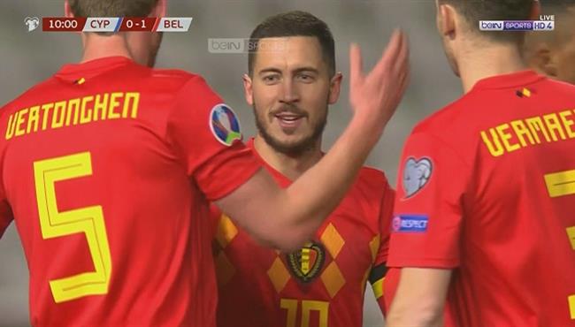 هدف هازارد في مرمي قبرص بتصفيات اليورو