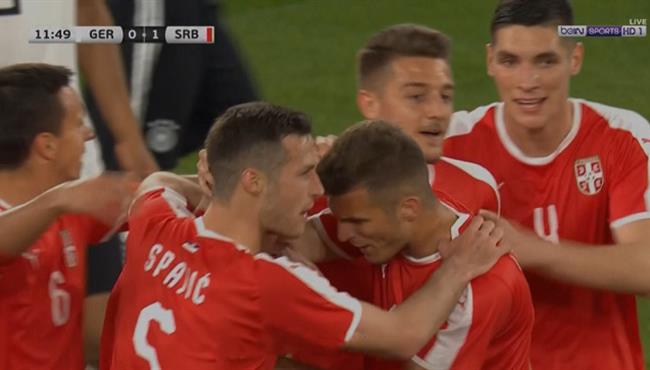 هدف صربيا الاول في مرمي المانيا 1 0 مباراة ودية