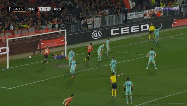 هدف رين الثاني في مرمي ارسنال 2 1 الدوري الاوروبي