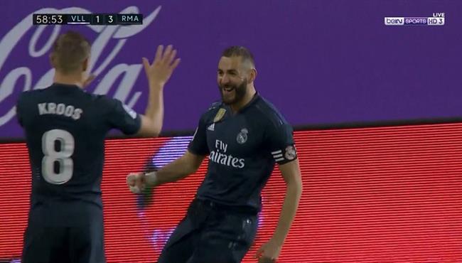 هدف ريال مدريد الثالث في مرمي بلد الوليد كريم بنزيما