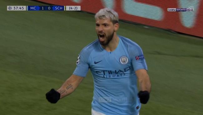 هدف مانشستر سيتي الثاني في مرمي شالكه اجويرو