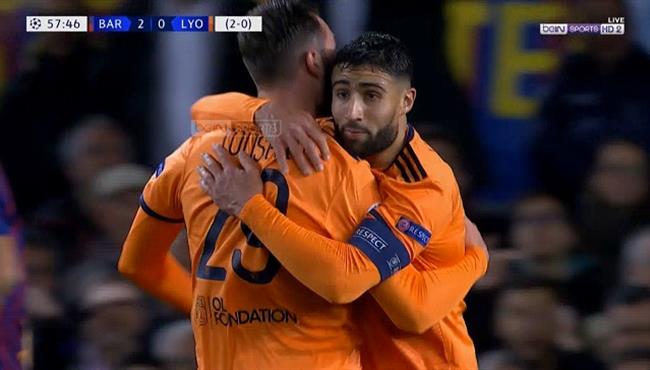 هدف ليون الاول في مرمي برشلونة تعليق حفيظ دراجي