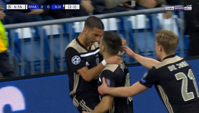 هدف اياكس الاول في مرمي ريال مدريد حكيم زياش