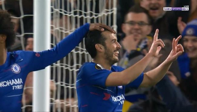 هدف بيدرو في مرمي دينامو كييف بعد اسيست رائع من جيرو